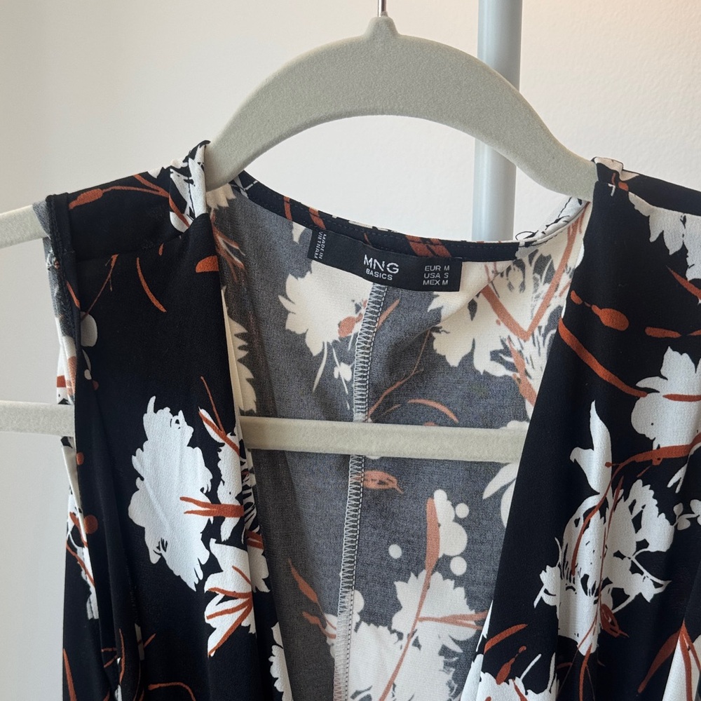 Mango Black and White Floral Dress